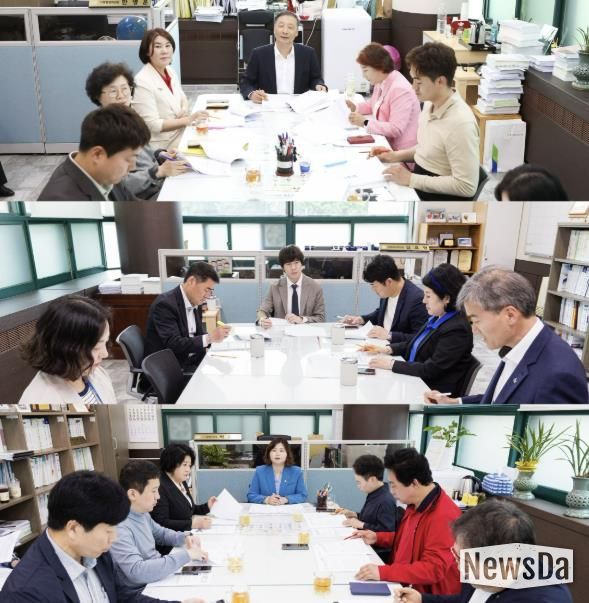 안산시의회 3개 상임위원회가 지난 20일 각 상임위원장실에서 안산시 집행부와 간담회를 개최했다. 사진 위부터 차례대로 이날 기획행정위원회와 문화복지위원회, 도시환경위원회가 간담회를 진행하고 있는 모습.