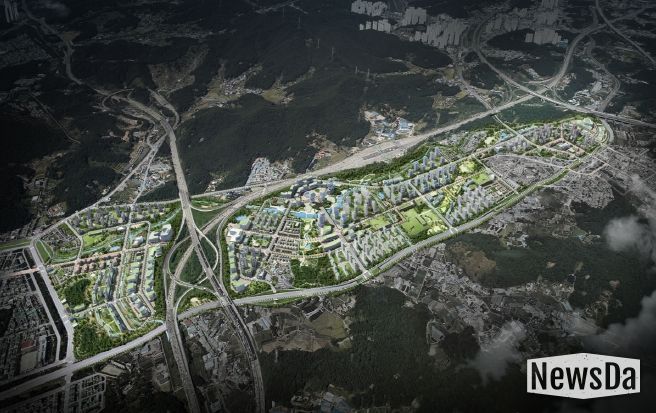 조감도. 지구계획 변경 등 조성계획 변경으로 개발 완료 시 상이할 수 있음