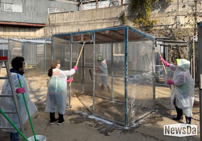 온기텐트 정비 모습