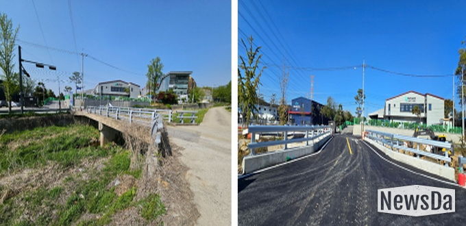 예지교 확장 공사 전(왼쪽)과 공사 후(오른쪽) 모습