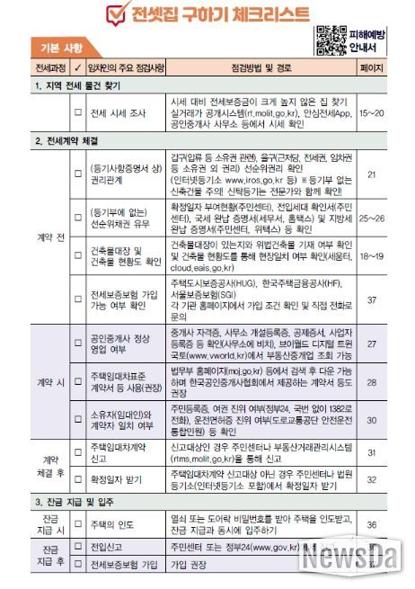 국토교통부 전세사기 피해예방 (안심 전세계약) 체크리스트