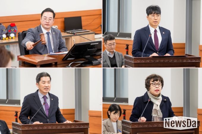 왼쪽부터 시계방향 : 한근수 위원장, 원주영 의원, 이정애 의원, 김동훈 의원