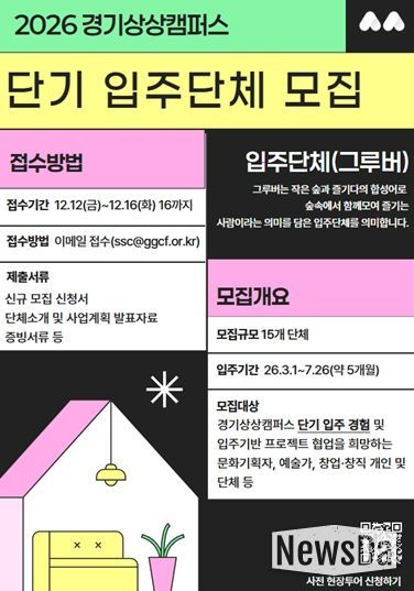 2025년 경기상상캠퍼스 단기입주단체 모집 포스터