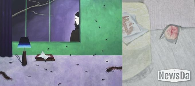 영천예술창작스튜디오 릴레이 개인전 Part 4 참여 작가 작품(왼쪽 노연이 作, Studio 402 / 오른쪽 이체린 作, 무제)