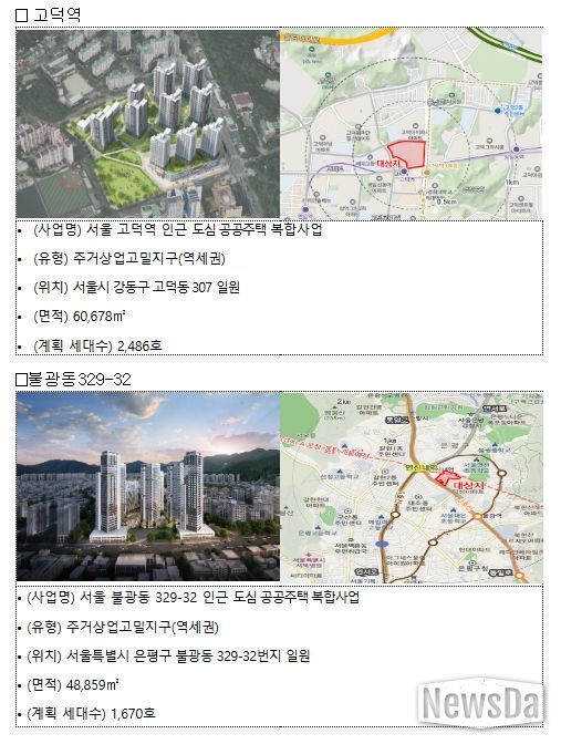 신규 도심 공공주택 복합지구 2곳 사업 개요