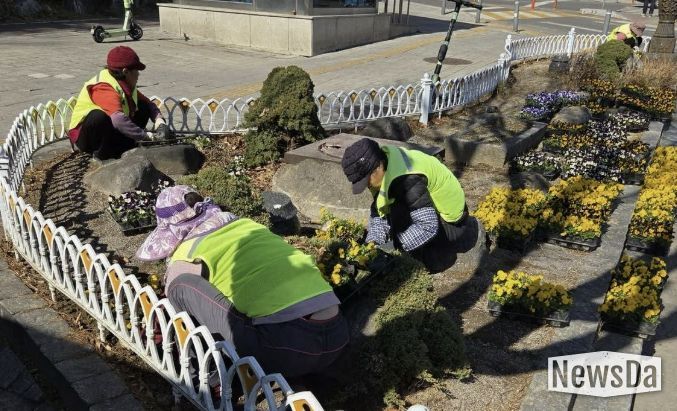 수원시 영통구, 봄꽃 식재로 도심 곳곳 '화사한 봄단장'