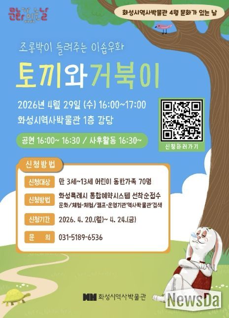 화성특례시 역사박물관 ‘토끼와 거북이’ 체험형 인형극 안내 포스터